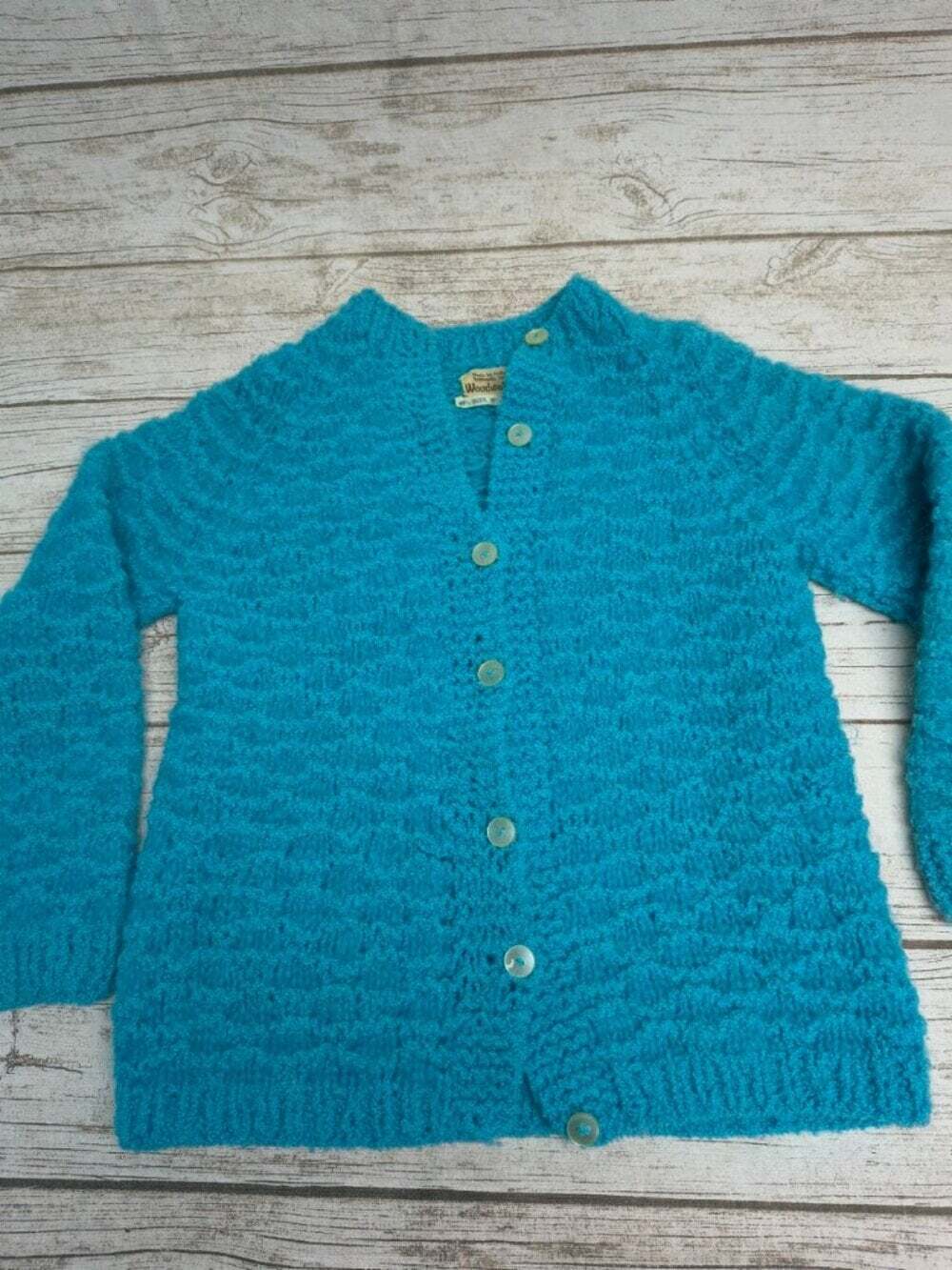 Vintage Woodward's Blue Wool Blend Cardigan Size 38